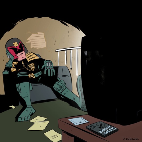 Dredd on couch