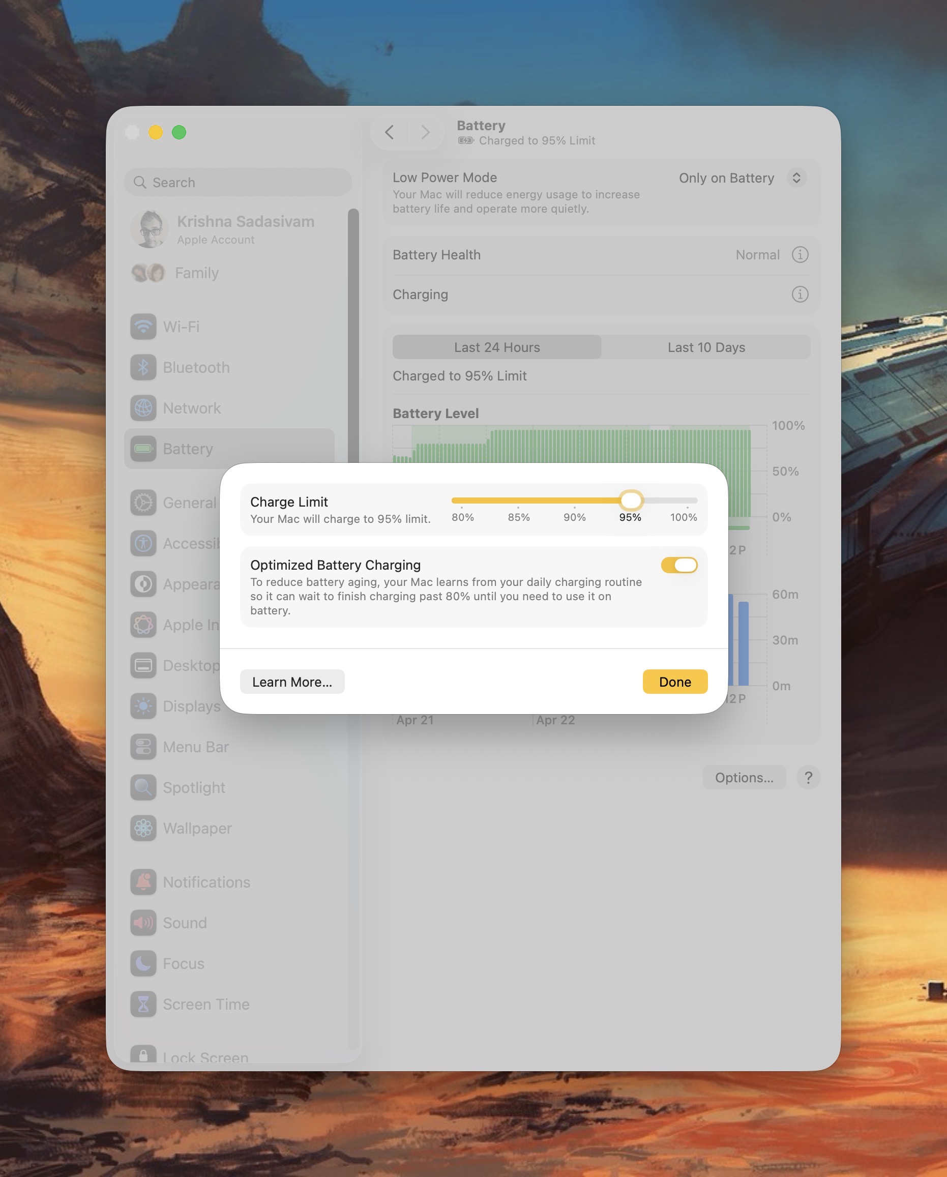 MBP battery charging limit.