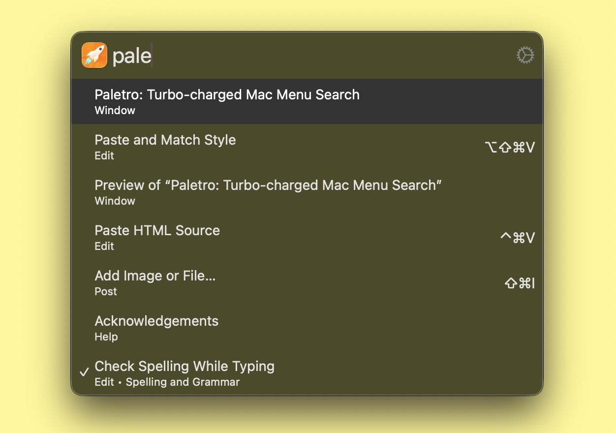 Paletro invoked within MarsEdit.