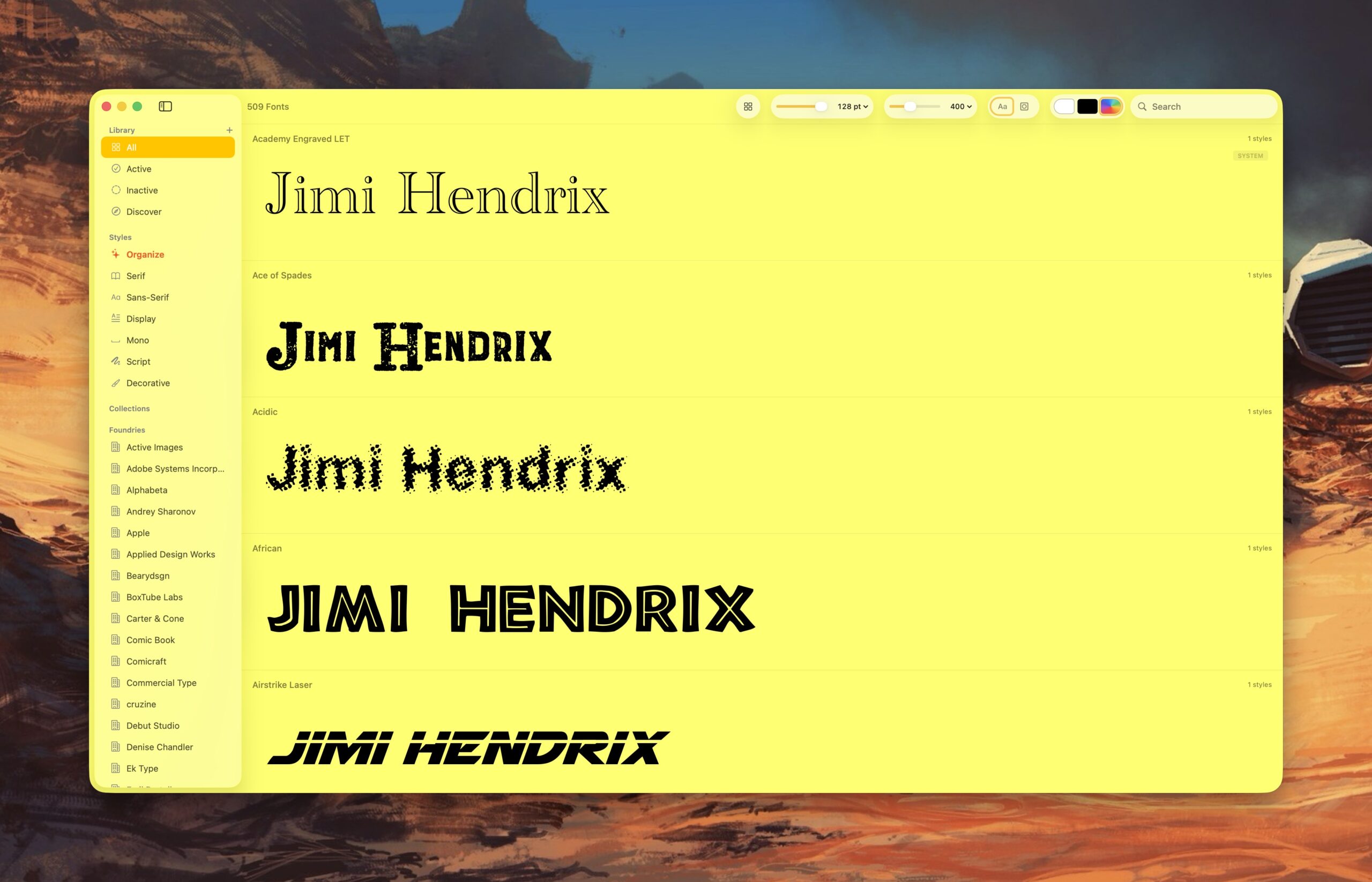 Pica custom text preview.