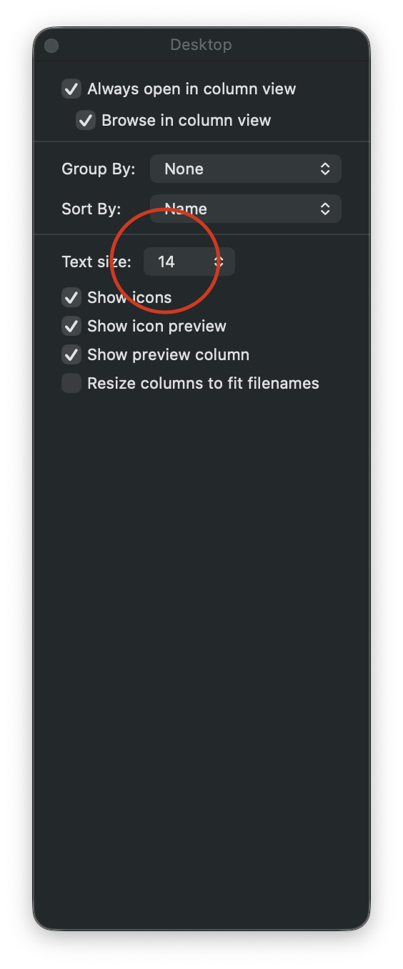 Desktop text size.
