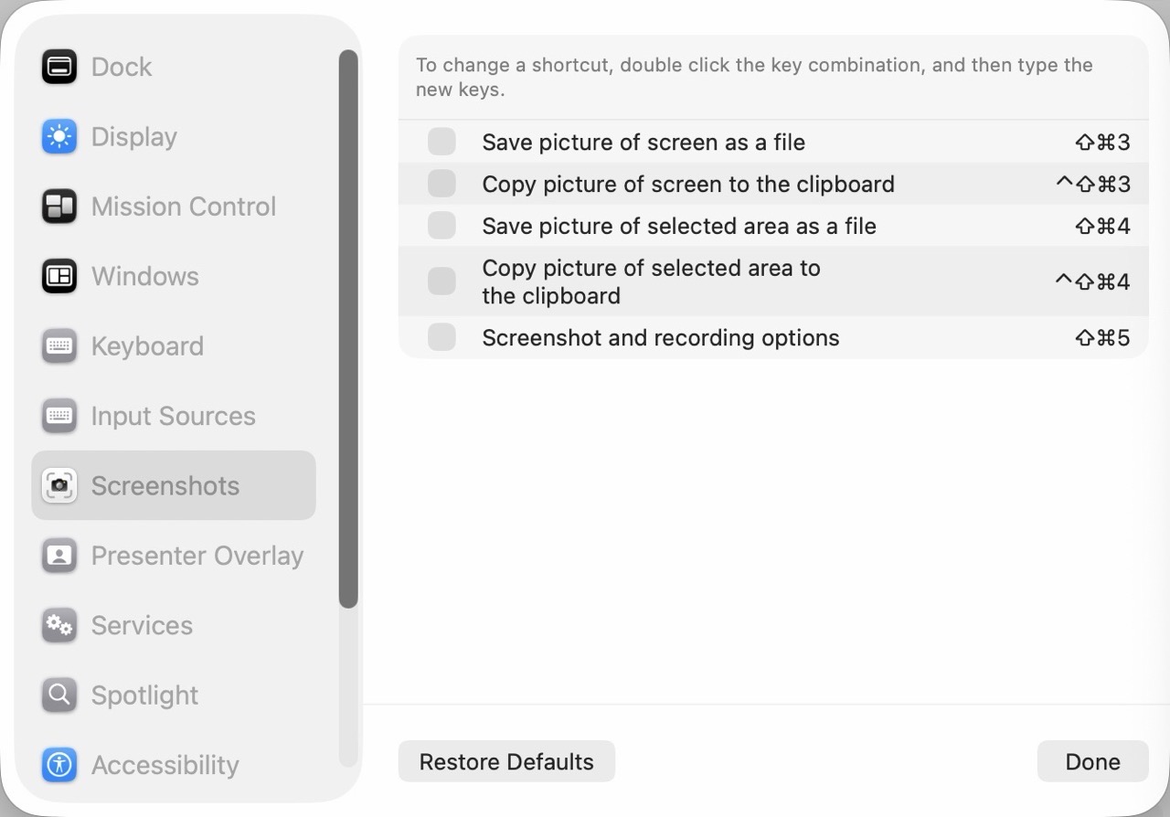 Turn off default screenshot shortcuts.