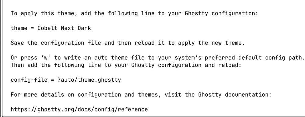 Ghostty adding a theme.