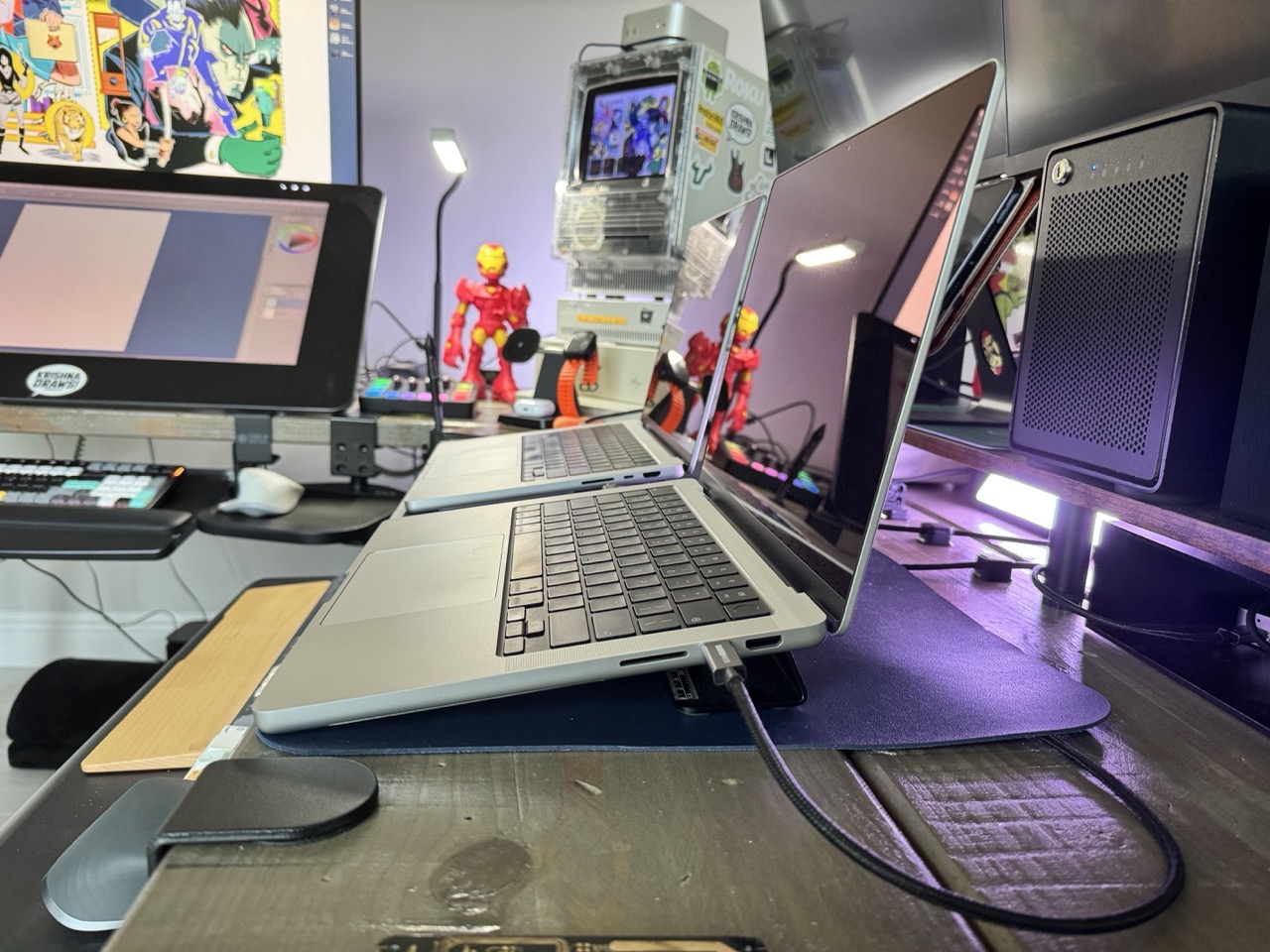 Laptops on psitek laptop wedge.